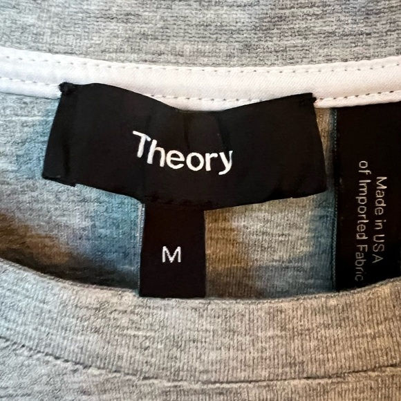 Theory Ranzini B Pointe Knit Grey Dressed Up Pullover Sweatshirt Size M - Picture 2 of 4